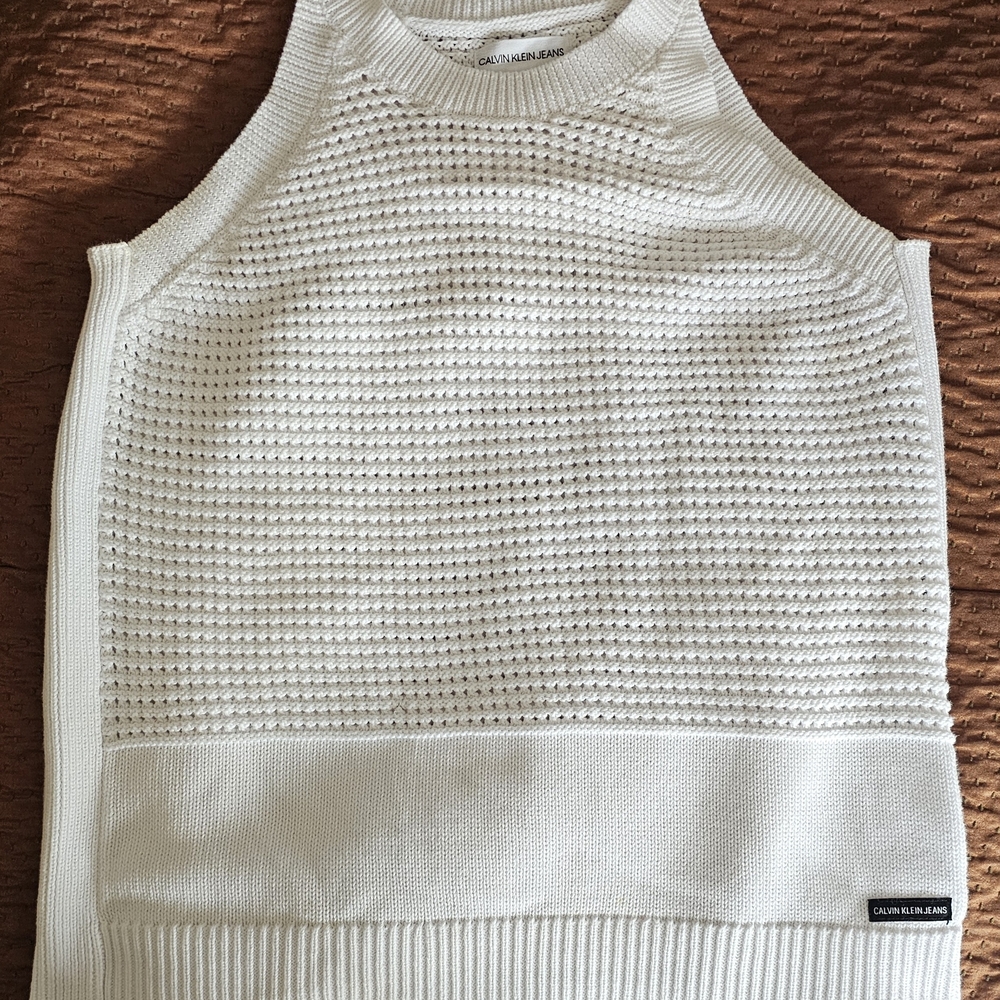 Calvin Klein Women's White Textured Knit Sweater